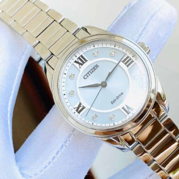 Citizen Eco-Drive Arezzo Diamonds Sapphire Crystal Women\'s Watch 32mm